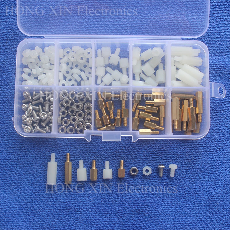 180 STKS/PARTIJ M3 Nylon/Messing Hex Column Mannelijke Vrouwelijke Spacer Standoff Schroef Moer PCB Board Schroef Assortiment Kit Set # M3 Plastic
