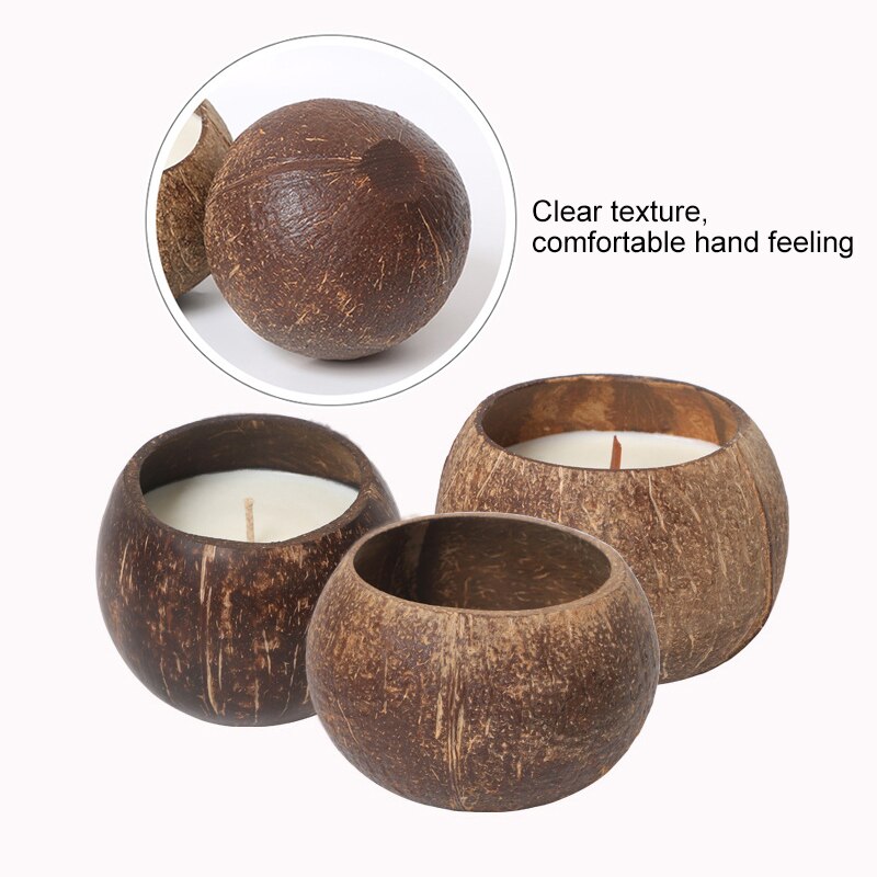 Coconut Shell Handcraft Candle Making Container Empty Bowl DIY Scented Candle Making Soy Wax Candle Cup Accessories