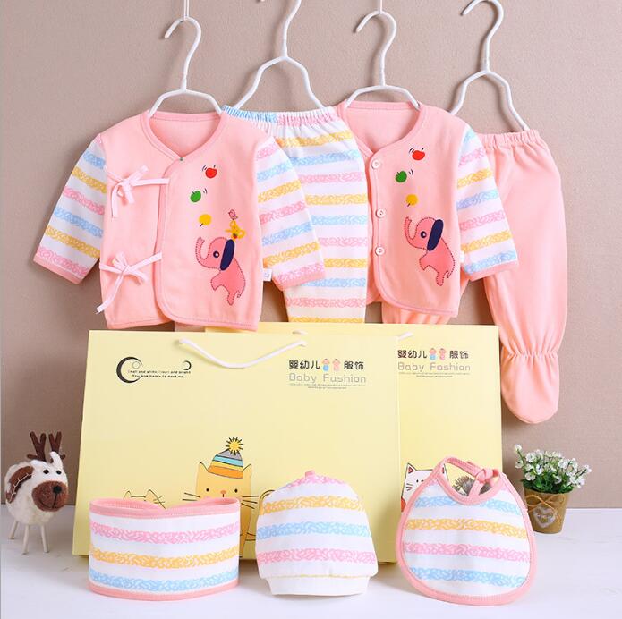 Ensembles de vêtements pour bébés | Ensemble en coton, pour -né fille garçon, chemise + pantalon + barboteuse + chapeau + culottes, ensemble de 7 pièces: CJM032P