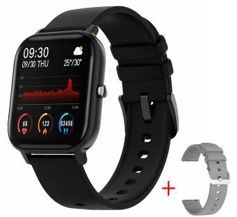 P8 Smart Watch Android Heart rate Blood Pressure Smartwatch Fitness Bracelet Sport Watches Men Women for IOS xiaomi huawei: black grey silicone