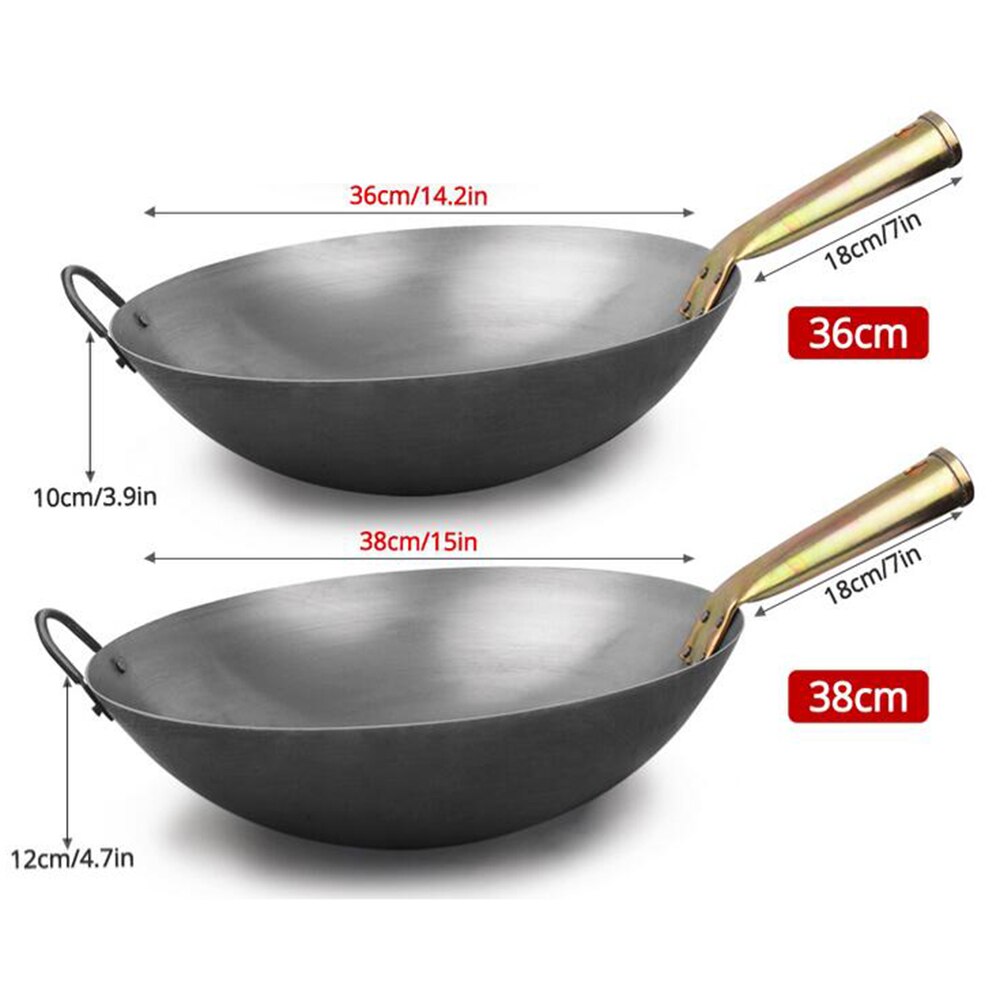 Woks Chinese Iron Wok Traditional Handmade Iron Wok Pan Gas And Induction Cooker Cookware 32cm/34cm/36cm/38cm