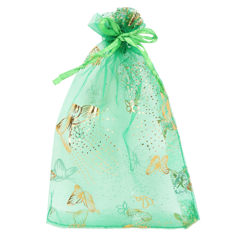 50 sztuk/partia hurtownie 9*12cm boże narodzenie ślub woal prezent torba motyl organzy torba biżuteria pakowania sznurek etui dekoracji