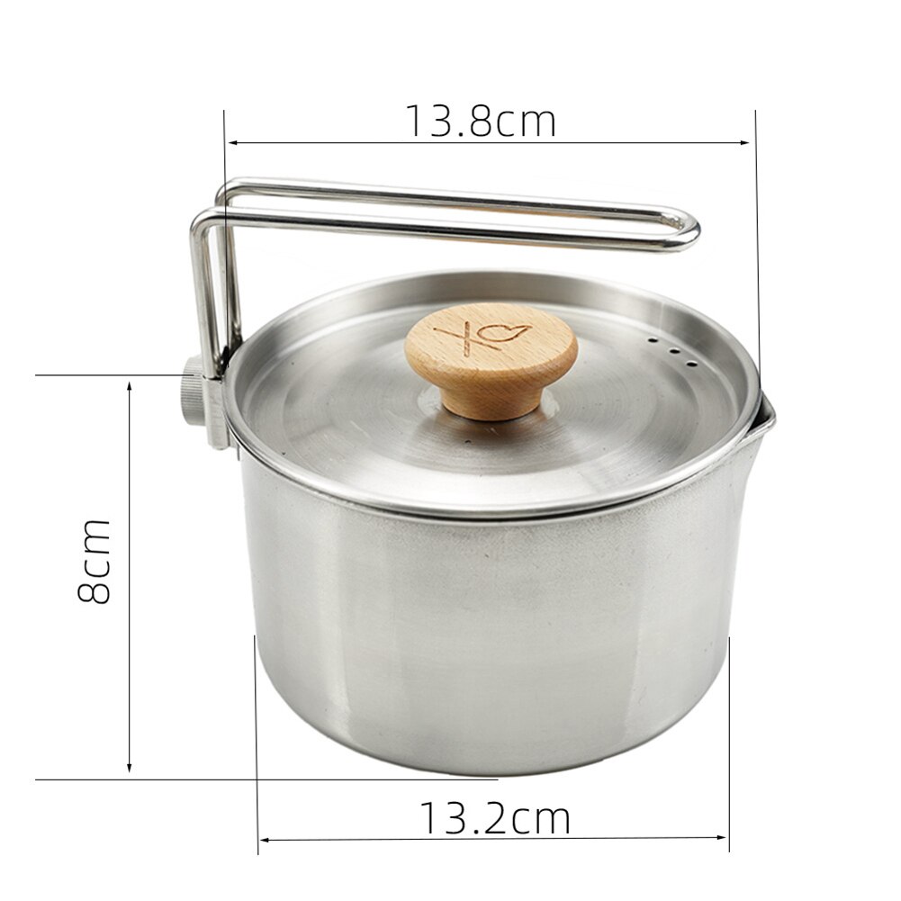 1L Outdoor Camping Theepot Wandelen Draagbare Pot Rvs Koffie Koken Pot Waterkoker Picknick Camping Apparatuur: Default Title