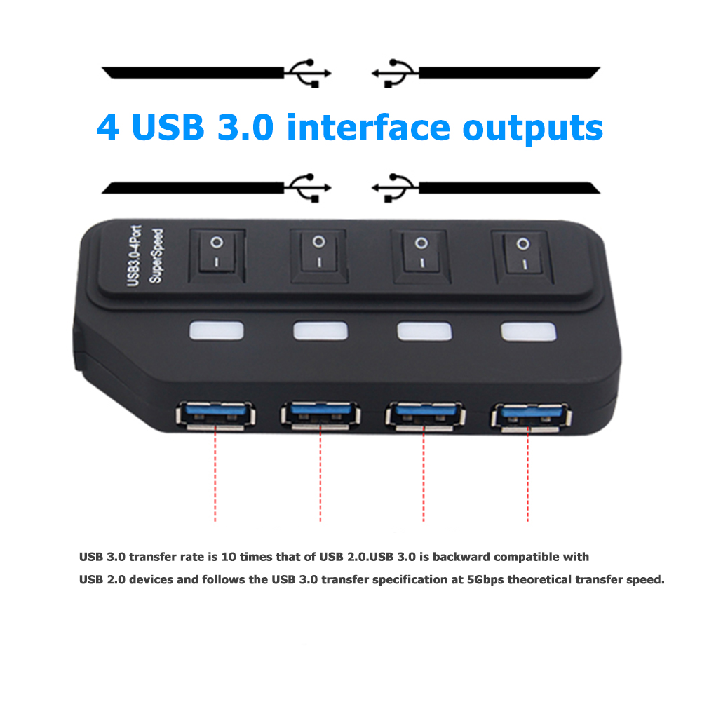 USB 3,0 Hub 2,0 Hub Multi USB Splitter 4/7 Hafen Expander Mehrere USB 3 Hab Verwenden Energie Adapter USB 3,0 Hub mit Schalter Für PC