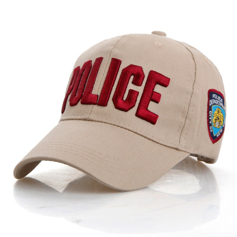 Police cap unisex hat baseball cap menn snapback hatter justerbare snapbacks for voksen 7 farger: Khaki