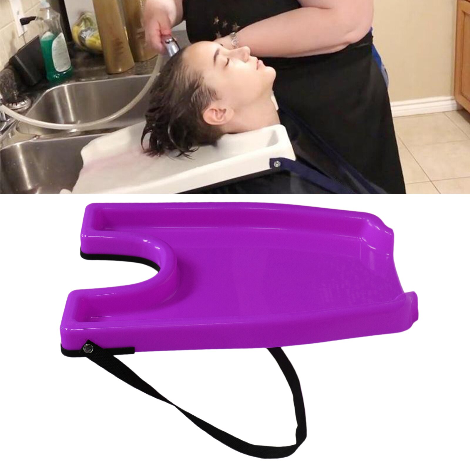 Plateau de lavage des cheveux Portable, bac à shampoing, évier, facile à nettoyer, Construction en plastique Durable: Purple