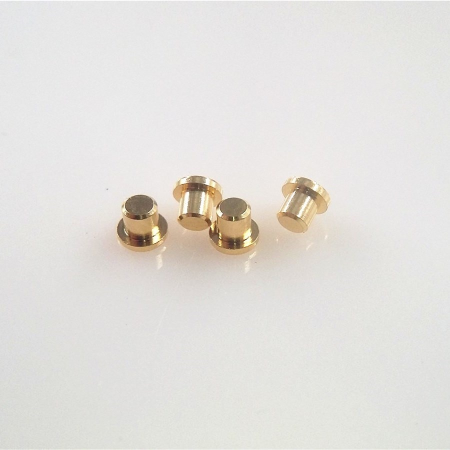10pcs Female Pogo Pin Flange Diameter 3.0 mm Height 2.0 mm Flat surface Circular Contact Pad Brass Gold plate Spring connector