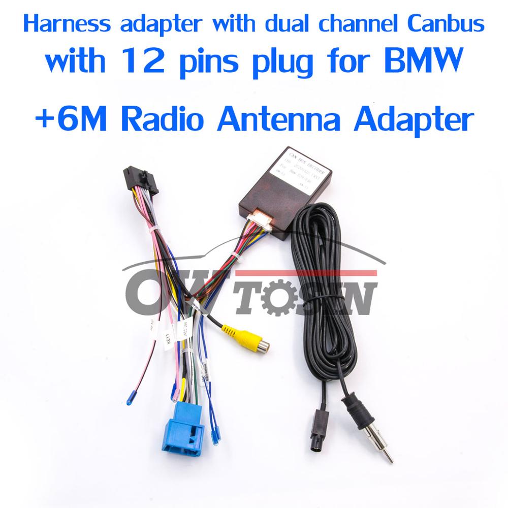 Adaptateur de harnais court Canbus à double canal avec prise 12 broches, adaptateur d'antenne Radio pour BMW, 6M