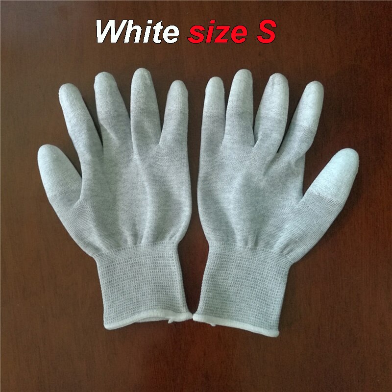 Guantes antiestáticos de fibra de carbono, antideslizantes, resistentes al desgaste, transpirables, antiestáticos, de trabajo de operación fina: Size S