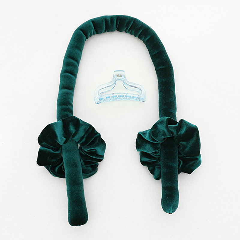 Bigoudi sans chaleur pour cheveux, ensemble de 3 pièces de produits de beauté bouclés, fer à friser en velours, outils de coiffure magiques: green
