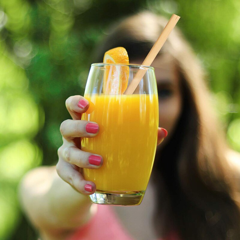 UPORS 2-6 unids/set de bambú orgánico pajitas 23cm pajitas reutilizables para beber con cepillo y bolsa de bambú Natural paja para boda Bar