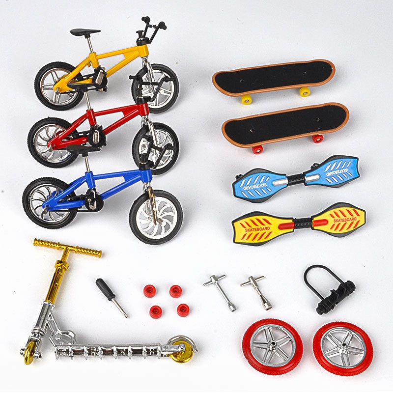 Mini Vinger Skateboard Toets Bmx Fiets Set Fun Skate Boards Mini Bikes Speelgoed Voor Kinderen Jongens Kids Kleur Willekeurige