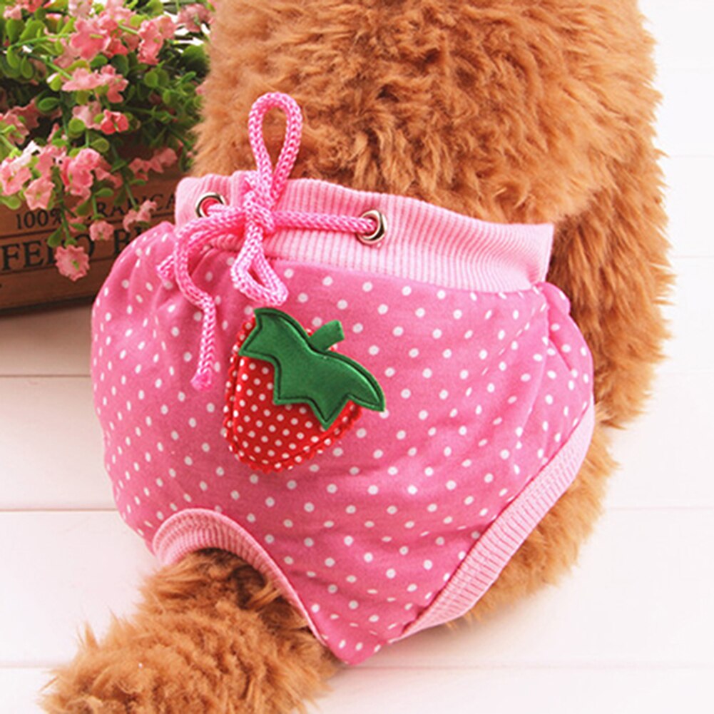 M/L/XL Dog Physiological Pant Cute Strawberry Print Diaper Sanitary Dog Shorts Panties For Small Medium Dogs Diaper Dog Underwea