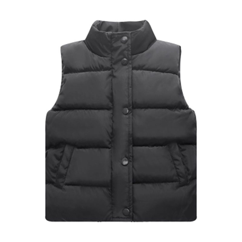 Baby drenge piger dunvest vinter tykkere varm vest høj krave småbørn afslappet toppe tøj solide børn outwear veste 3-8t