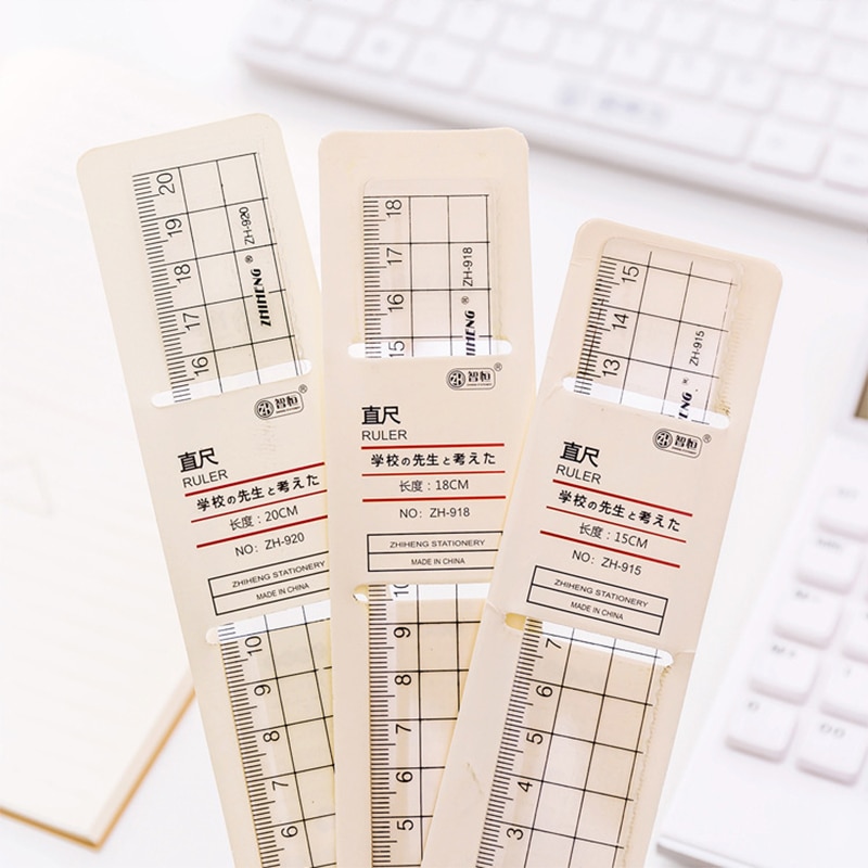 Transparent Acrylic Grid Ruler Cute Kawaii Students Triangular Rulers Protractor Stationery Set for Kids Office School Supplies