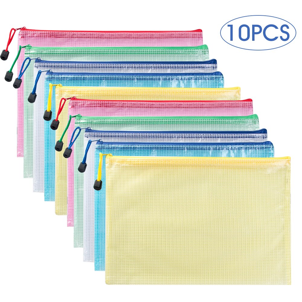 A3/A4/A5 Plastic Gridding Waterproof Zip Bag Double Layer Paper Document File Bill Zipper Bag Document Pencil Pouch