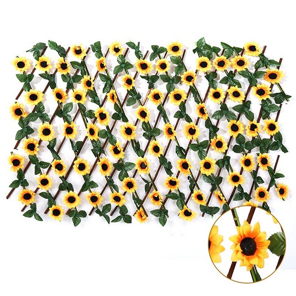 40 x 20cm simulation hegn teleskopisk kunstigt gitter hegn rosen solsikke drivhus have gård balkon boligindretning