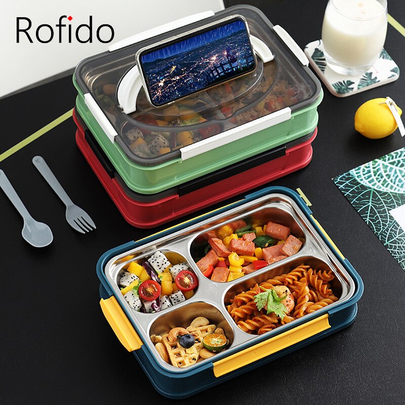 Stainless Steel lunch Box Portable Student Bento Box For Office Worker Fruit Salad Food Storage Container Microwave Tableware