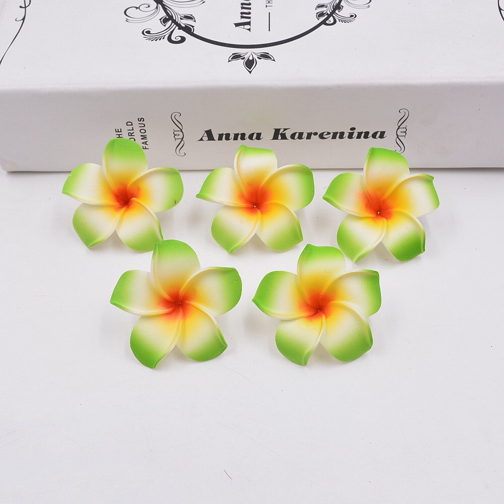 10 stks/partij 4 cm Foam Hawaii Strand Bloemen Voor Bruiloft Doos Decoratie DIY Kunstmatige Krans Levert Zomer Krans Craft: Groen