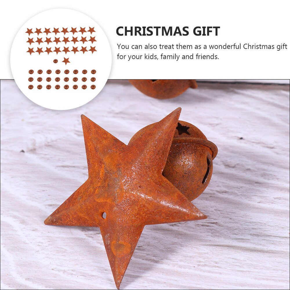 50Pcs Opknoping Ijzer Bells Sterren Kerstboom Ornament Festival Decor