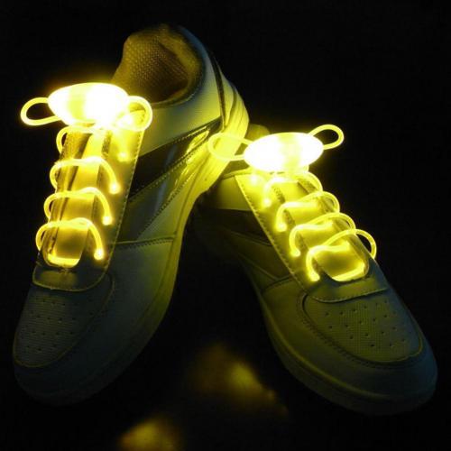 Led flash lysende lys op glødestrop snørebånd sko snørebånd fest diskotek dekoration ingen slips dovne sko snørebånd fest dec: Gul