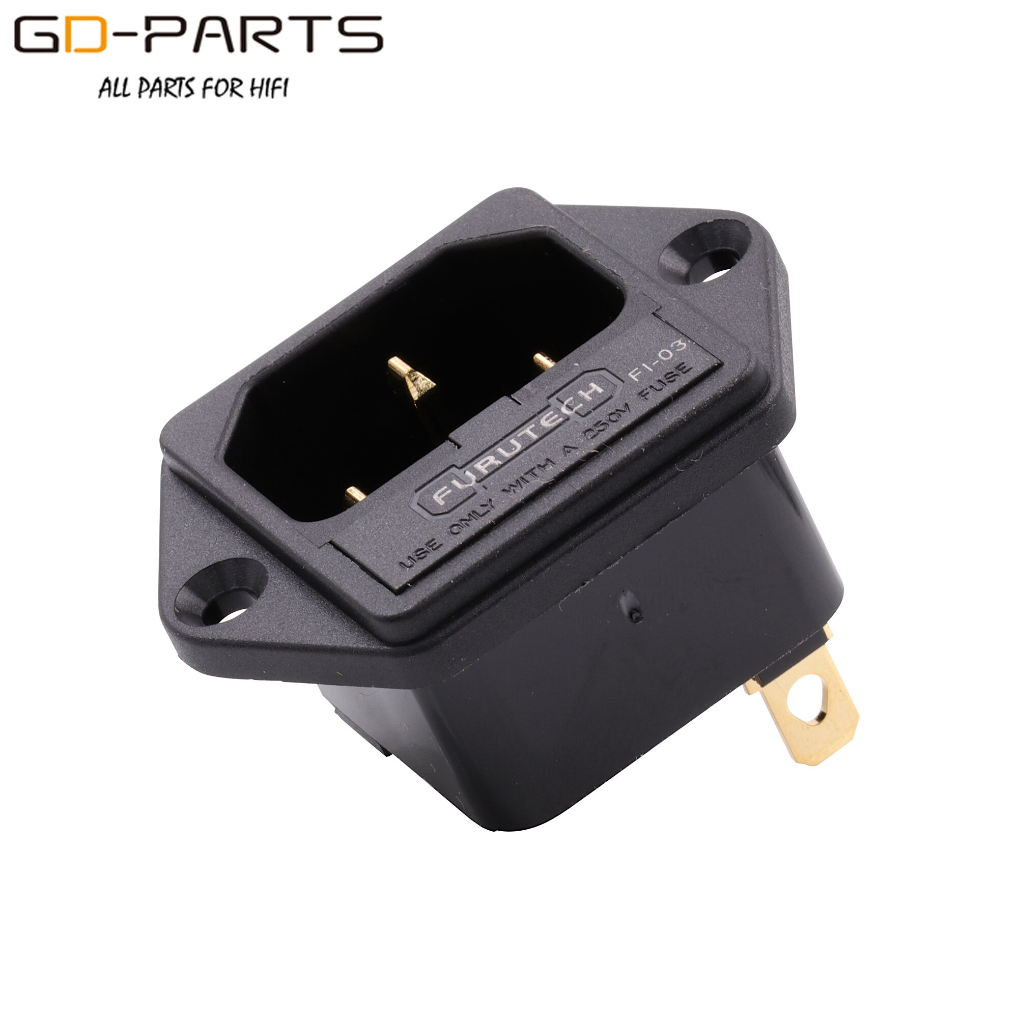 Brand Original FURUTECH FI-03 AC Power Plug socket IEC320-1 C14 Male With Fuse Holder Gold Rhodium Plated 10A 250V 1PC