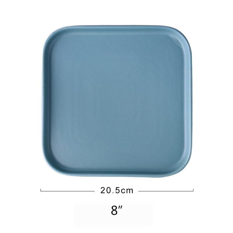（8 Inch）Ceramic Sushi dish Square Steak Tray Nordic cutlery Baking Tray Plates For Food Fruit Salad Pasta: J