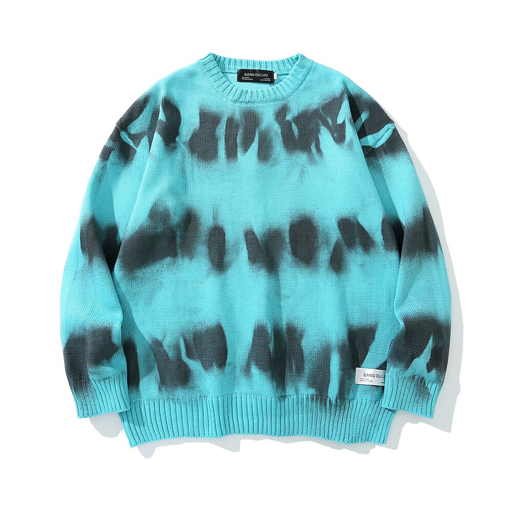 Hommes Hip Hop pull pull Streetwear cravate teinture vêtements tricotés rétro Vintage automne pull femmes japonais surdimensionné couverture en coton