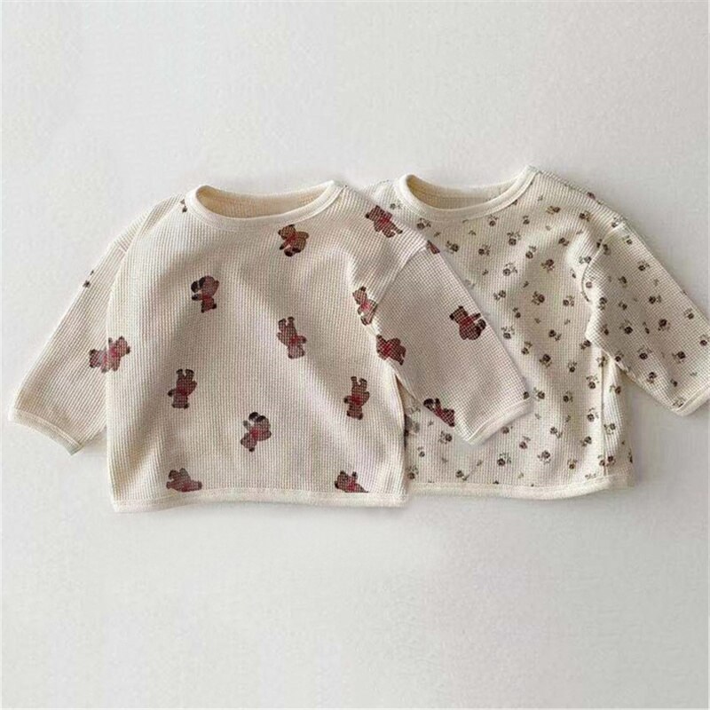 Lente Peuter Baby Meisjes T-shirts Leuke Bloemen Lange Mouwen Casual Tops Katoen Baby Meisjes Kleding Outfits 0-3Y