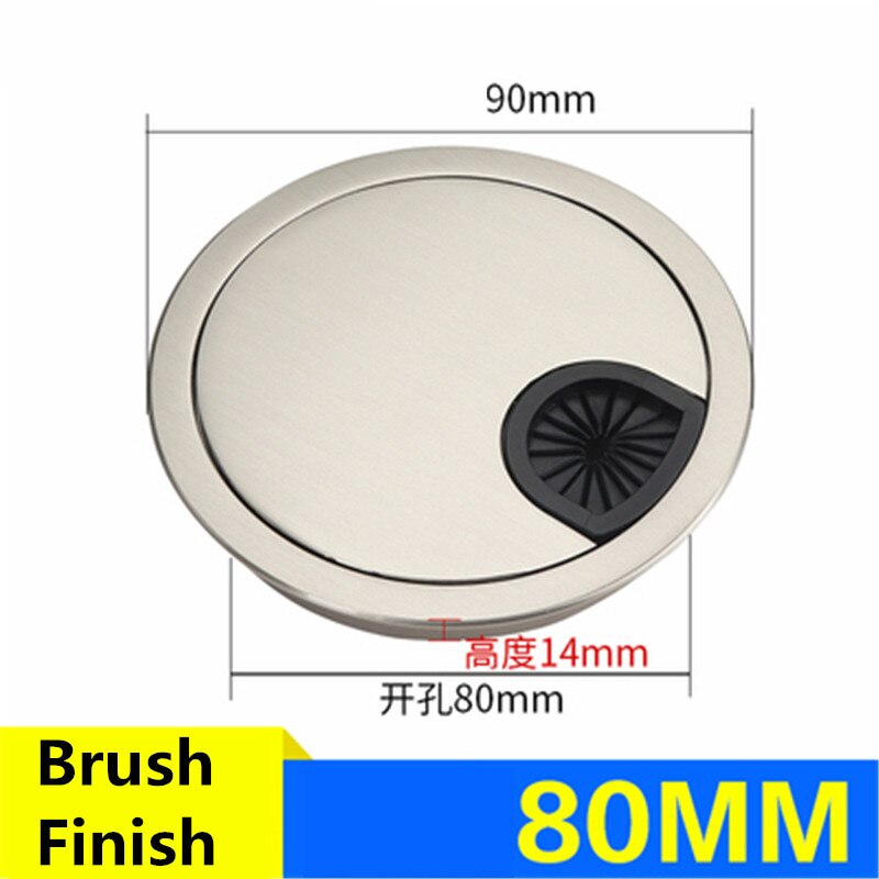 Wonzeal Zinc Alloy Round Table Wire Hole Covers Outlet Port Computer PC Desk Cable Grommet Line Holder 50mm/53mm/60mm/80mm: Brush finish 80mm