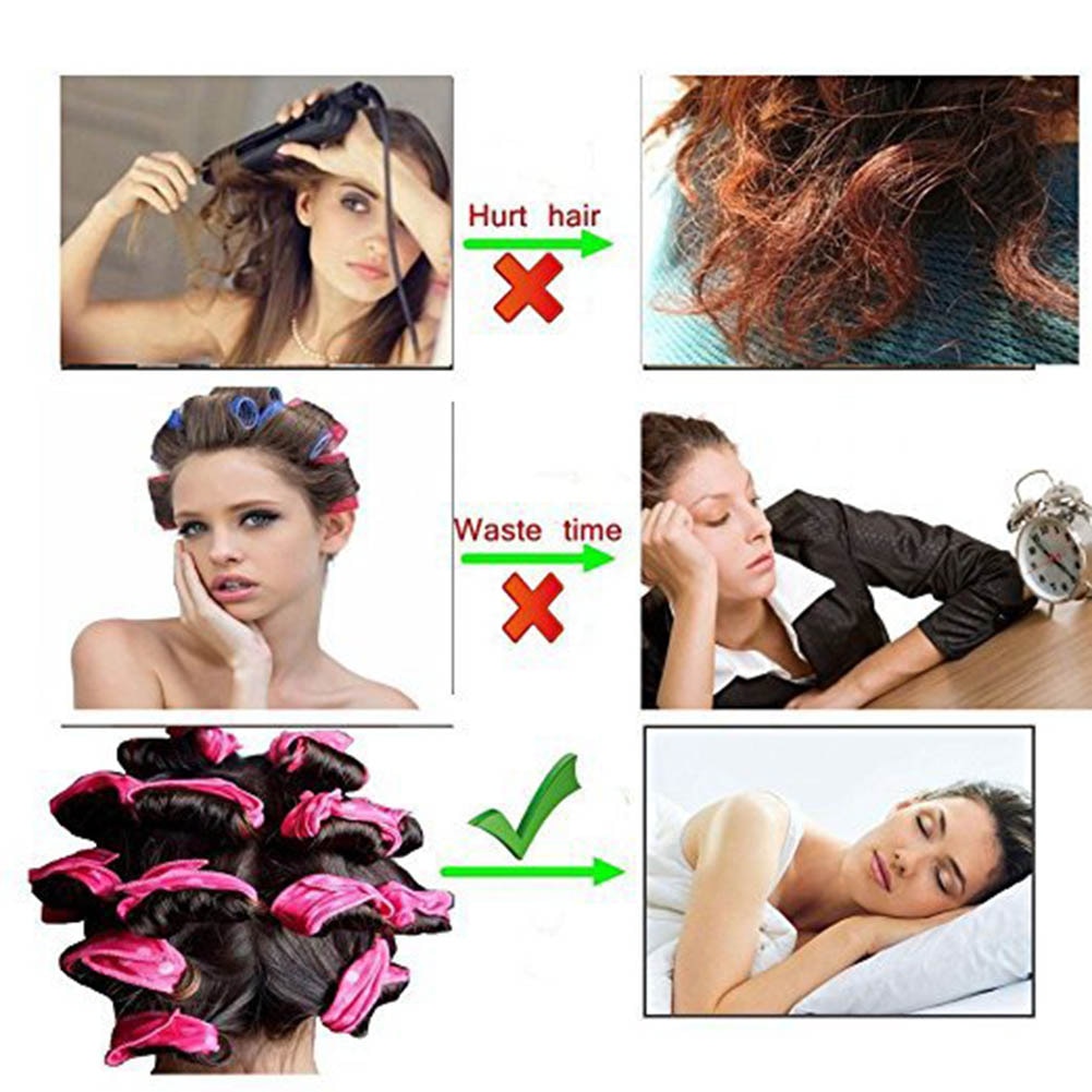 20 Pcs Cloth Hair Curlers Dots No Heat Sleeping Sponge Curls Roller for Long Short Thick Thin Hairs SMJ