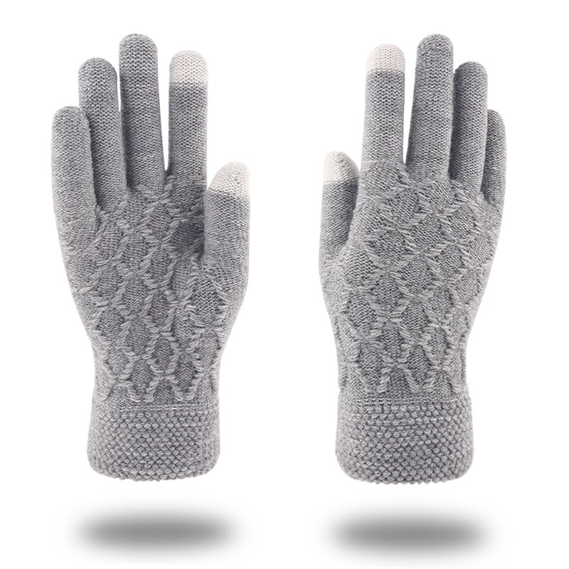 Guantes de invierno para hombre Iwarm, guantes de otoño para pantalla táctil, guantes tejidos que mantienen el calor,: Grey no logo
