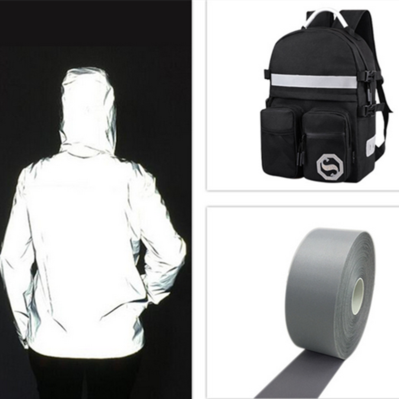 5 Yards/lot Highlight Reflective Ribbon Safety Silver Reflective Straps Sewing Fabric