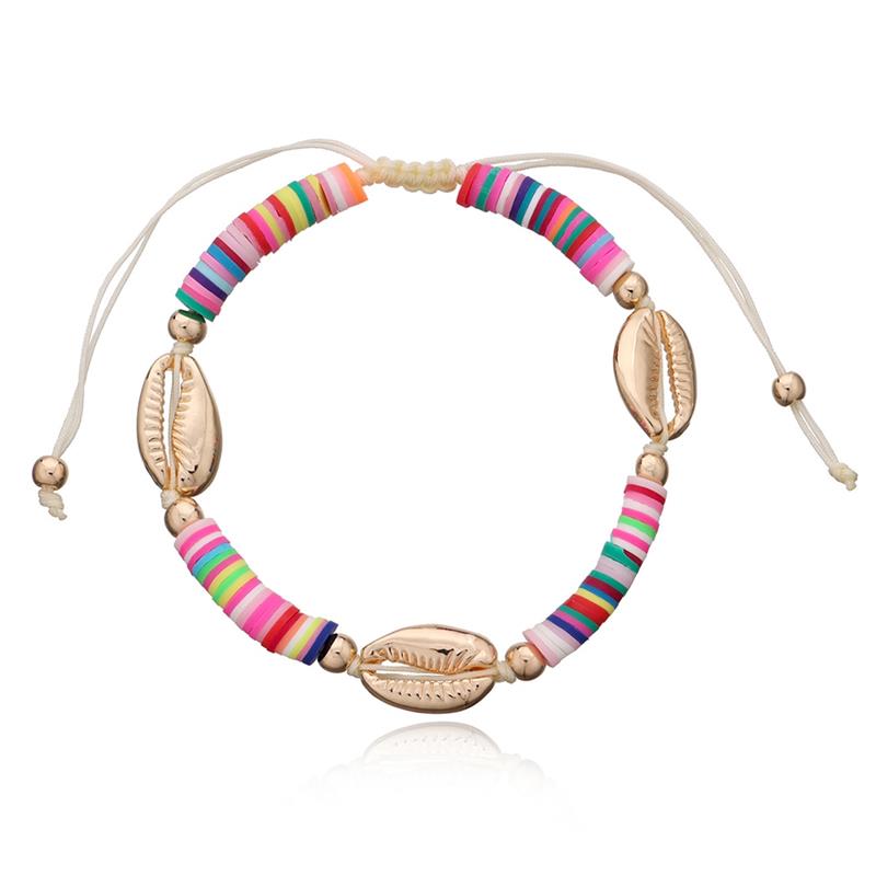 Tobillera de conchas de estilo bohemio hecha a mano, pulsera de tobillo con cuentas ajustables, accesorios de joyería para la playa, 1 unidad: 5
