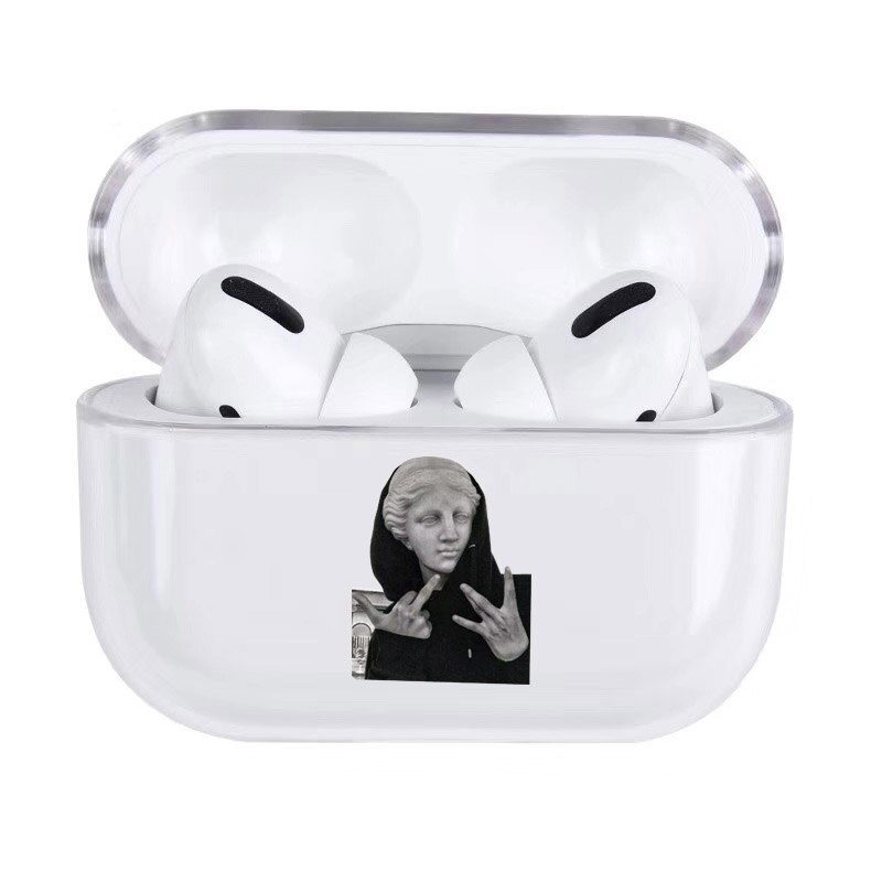 Funda rígida con letras de dibujos animados para Apple Airpods 2, funda de lujo para auricular transparente, caja sencilla y bonita para airpod Pro: For Pro-8