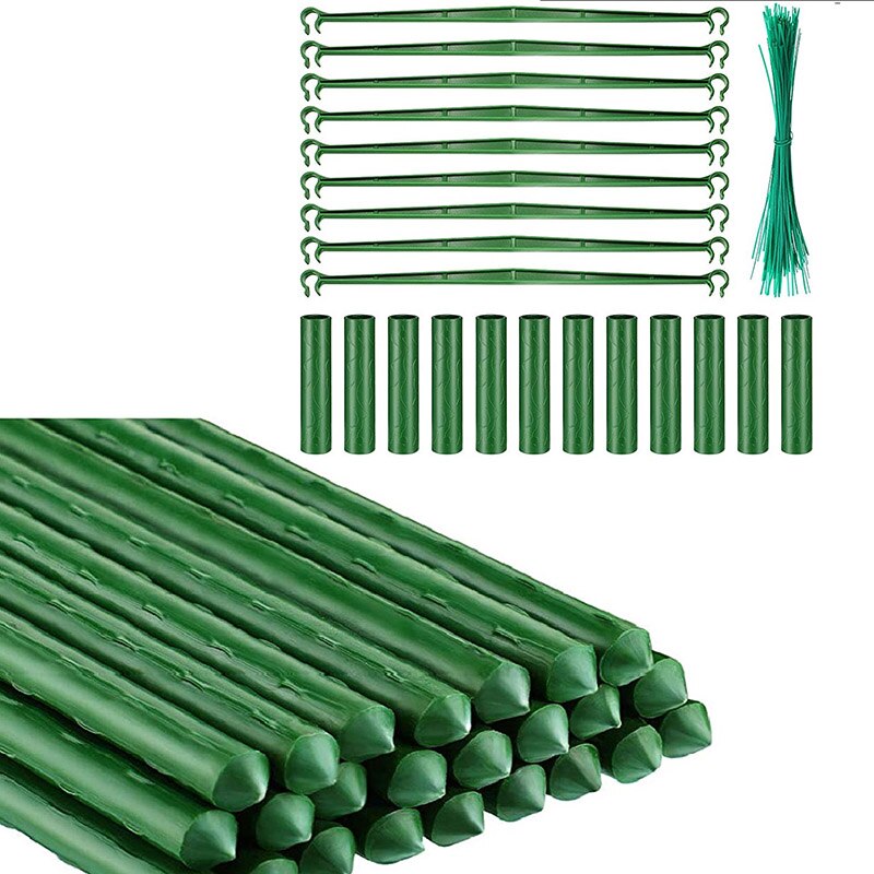 Tuin Stakes Plant Ondersteuning Plastic Gecoat Staal Plant Stake 15.7 Inch Plant Stakes Set Voor Klim Plant (145 Stuks): Default Title