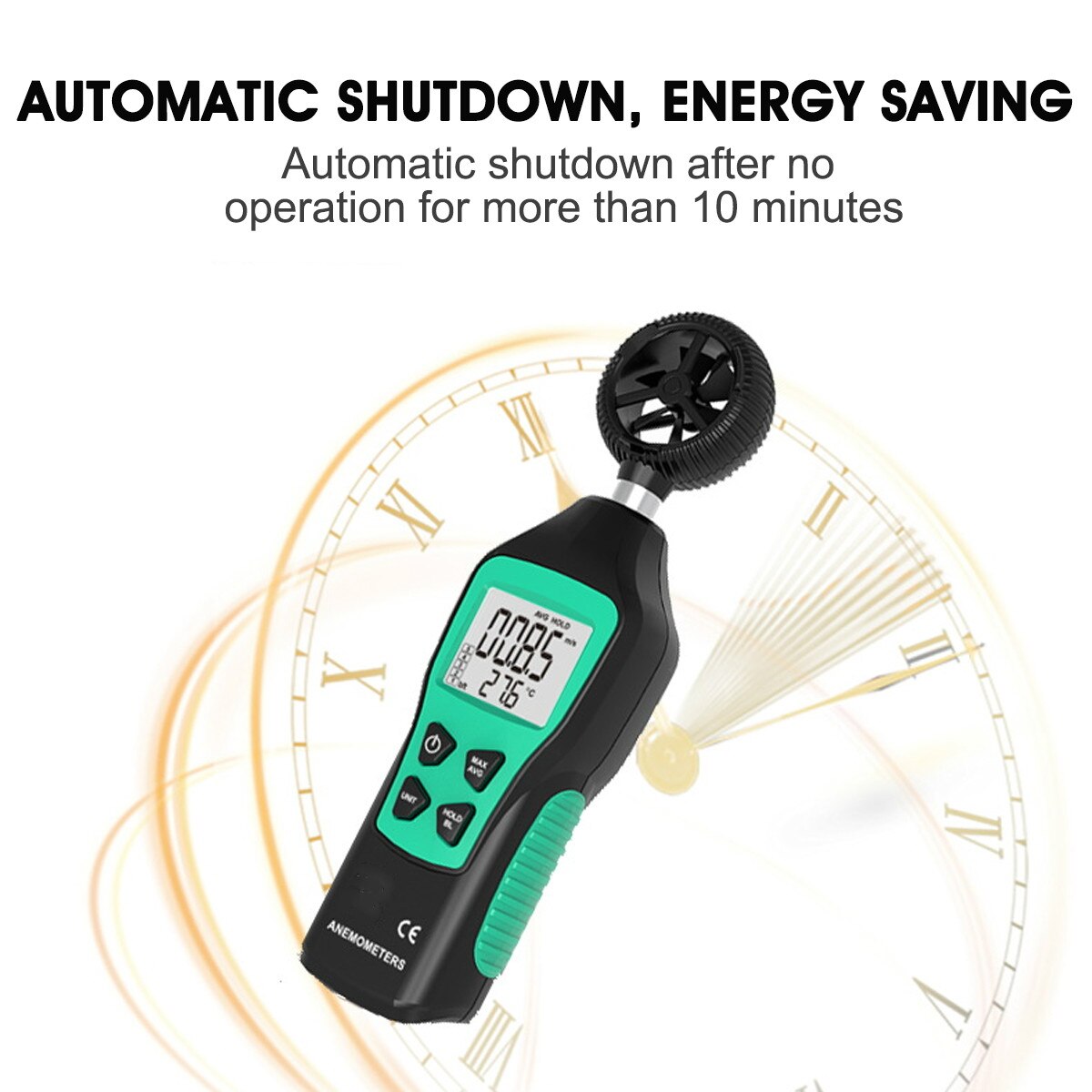 Becornce Anemometer Portable Thermometer Temperature Measuring Wind Speed Air Flow Gauge Meter LCD Digital Handheld Windmeter