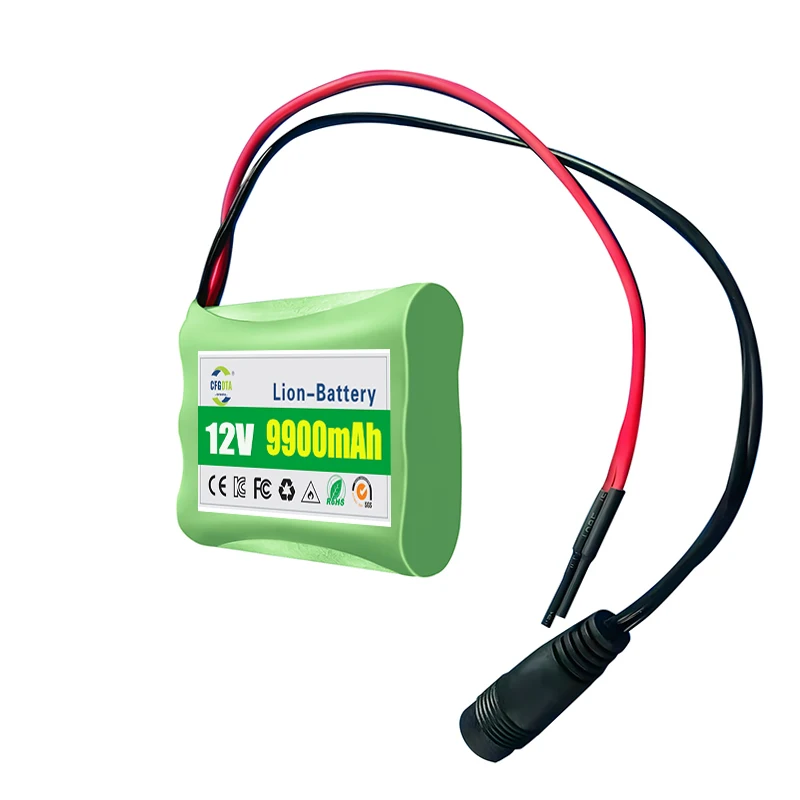 3s1p-Batterien 18650 wiederaufladbarer Akku 12 V 9900 mAh 18650 Lithium-Ionen DC 12,6 V Super-Ersatzakku + 12 V 1 A Ladegerät