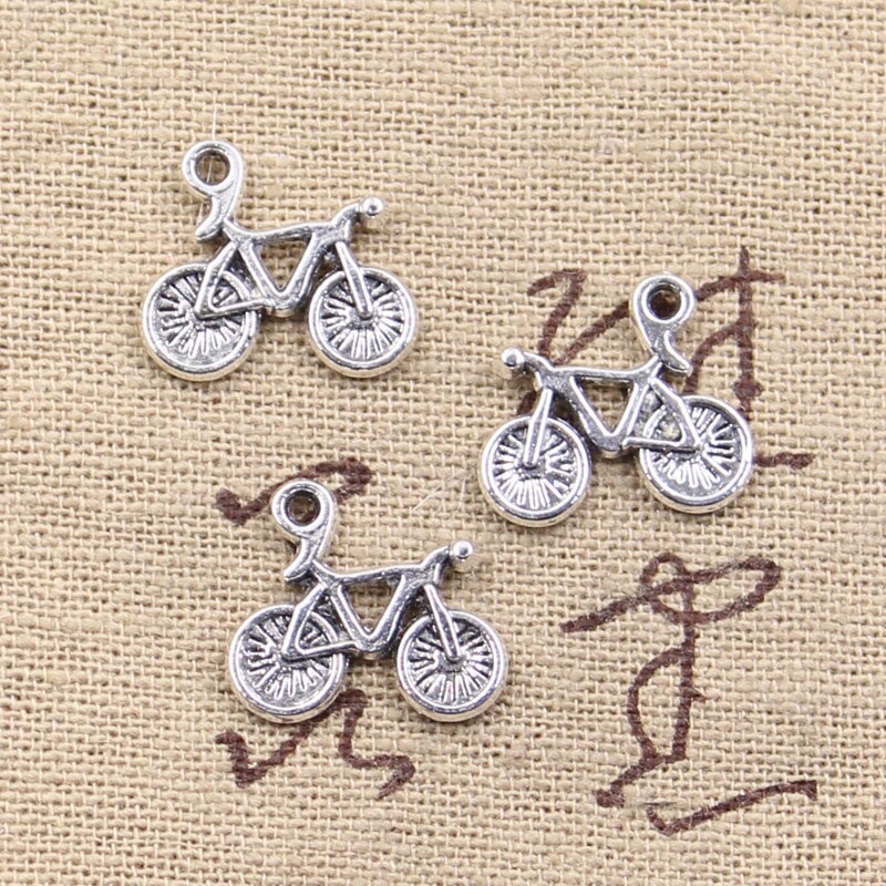 Colgante antiguo de 16x15mm para bicicleta, accesorio de Color plata, bronce tibetano Vintage, DIY para pulsera y collar, 30 Uds.
