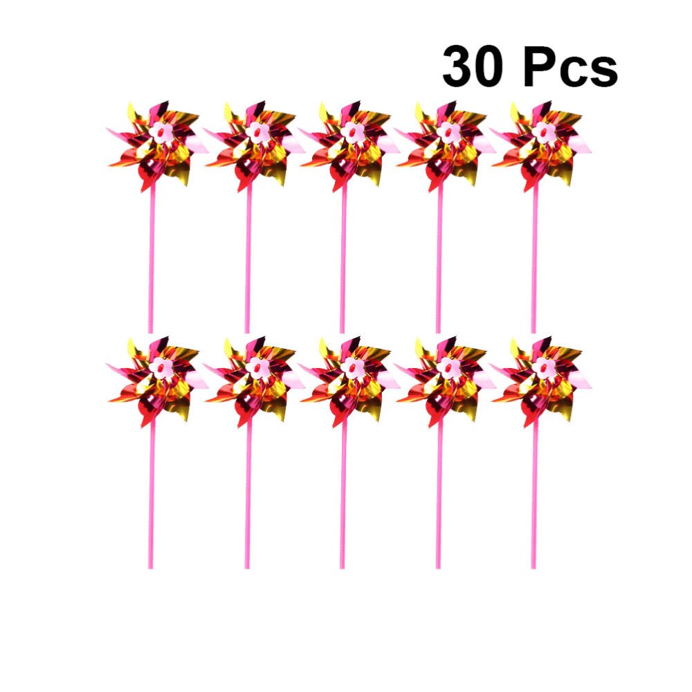 30Pcs Plastic Pinwheel Toys Mini Lightweight Pinwheel DIY Handicraft Kit Early Learning Toy Random Color