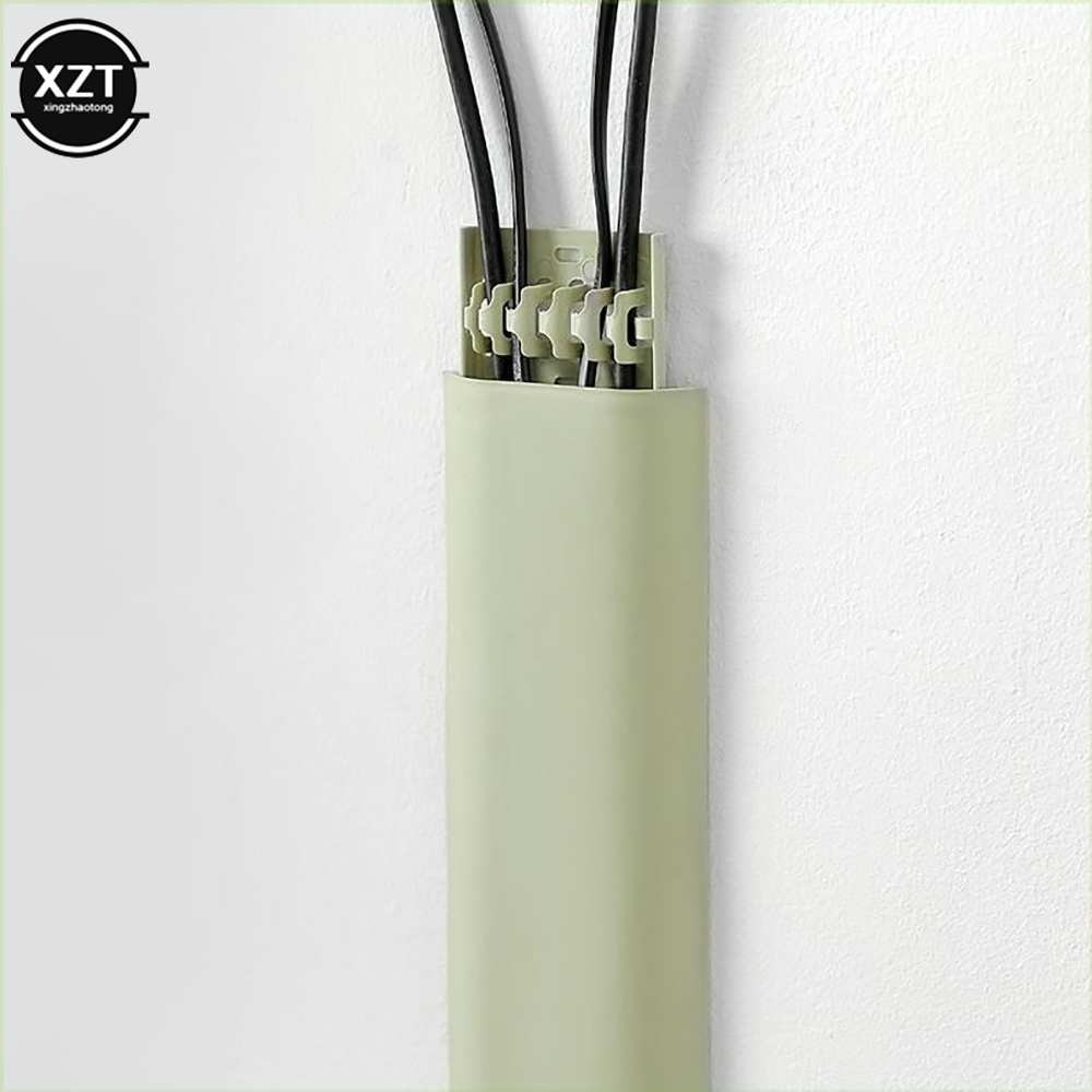Wall Network Cable Routing Device Tv Cable Cover Trough Invisible Shielding Power Wire Cover Nail Free Wire Storage Organizer: Light Green