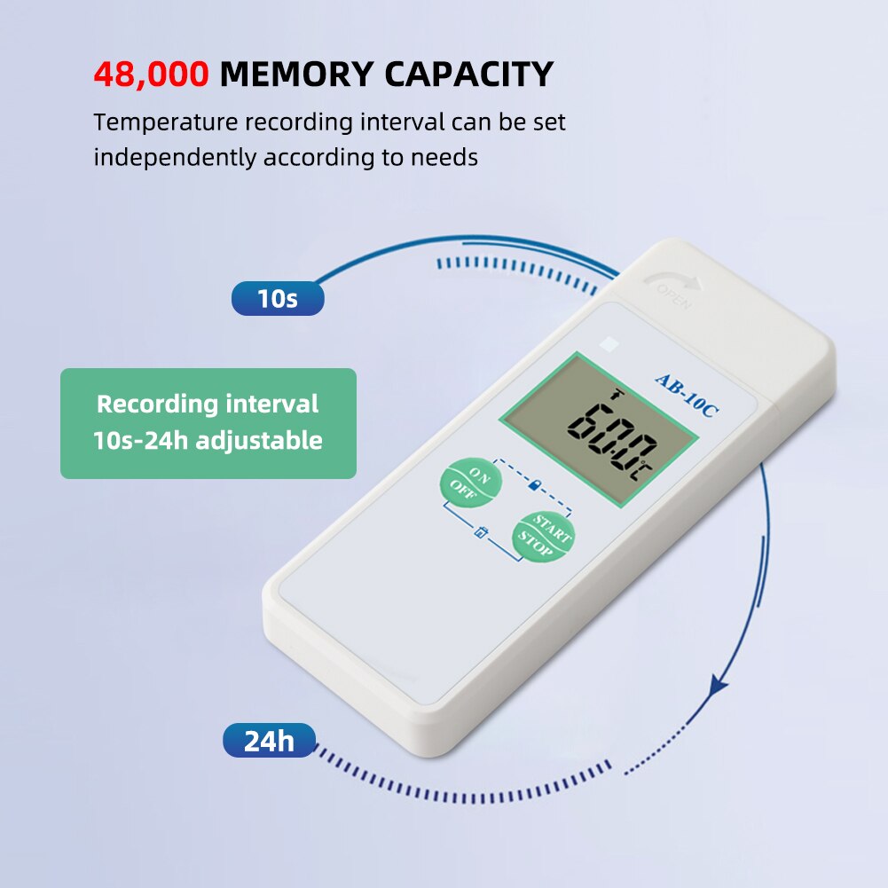 AB-10C High-precision Digital USB Temperature Data Logger -20℃-/+40℃ for Food Medicine Vaccine Refrigerated Transportation