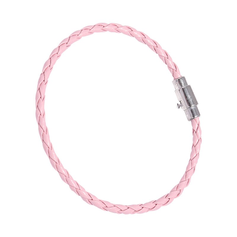 Theeleeshipin mænds armbånd brun sort flettet læder armbånd mænds magnetlås smykker 4 6mm: Lyserød / 6mm