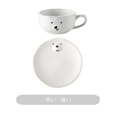Ceramic Cartoon Plate Tableware Set Cute Girl Heart Bear Plate Home Personality Breakfast Japanese Dinnerware Set: 1 cup 1 saucer