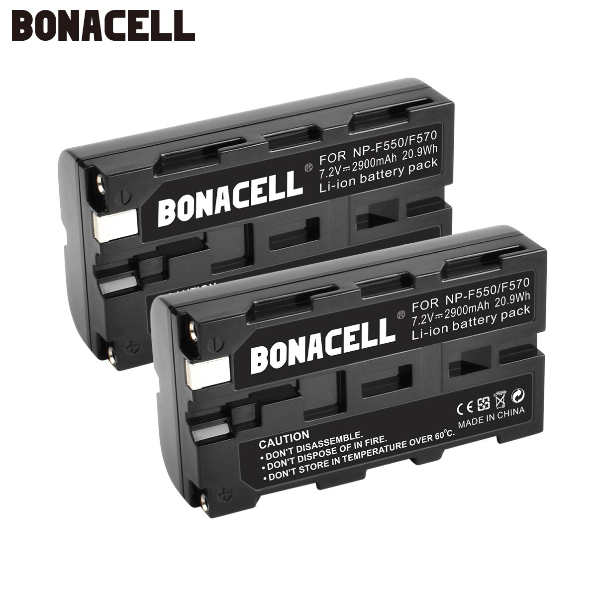 Bonacell 2900mAh NP-F550 NP F550 NP-F570 Camera Battery For Sony NP-F330 NP-F530 NP-F570 NP-F730 NP-F750 CCD-TRV81 CCD-RV100 L70: 2 Pack Battery