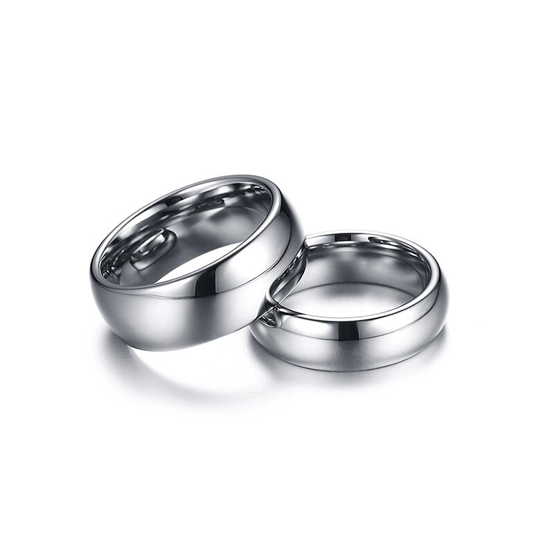 Silber Farbe Wolfram Hartmetall Für Männer Frauen Engagement Ring Hochzeit Band Allianz Paar Schmuck USA Größe 8mm 6mm