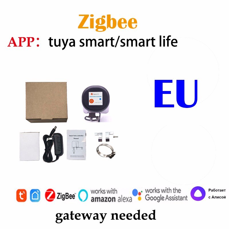 Zigbee-Válvula de agua con Wifi, controlador de Gas, Control por aplicación, funciona automáticamente con Sensor de agua, Alexa Smartthings, Yandex, Tuya, Smart Life: zigbee valve EU