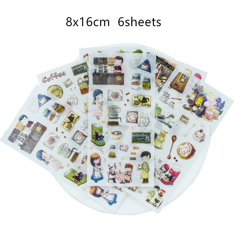 6sheets/pack/lot Korea Kawaii Doll Girl Paper Sticker Set Note Sticker Decoration Label Multifunction