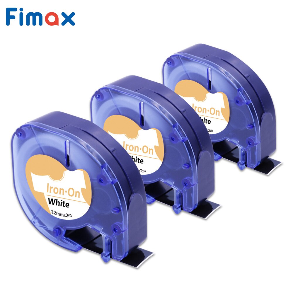 Fimax 3Pcs 18771 18775 Compatibel Voor Dymo Stof Ijzer-On Label Tape Zwart Op Wit 12Mm * 2M Voor Dymo LT-100H Plus 100T Printer: 3 Pcs Black on White