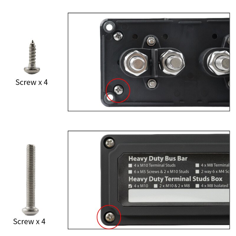 Heavy-Duty Module Bus-Bar Box Terminal Board 300A with 4 Terminal Studs Car Styling Highest amperage rated bus bar